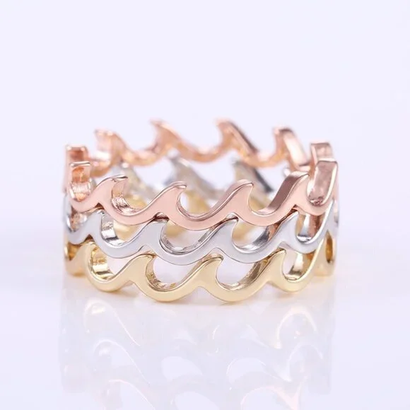 ✨ Wave Fire Minimalist Simple Trendy Anillos Lovely Rings for Women, PD066 - Picture 5 of 5